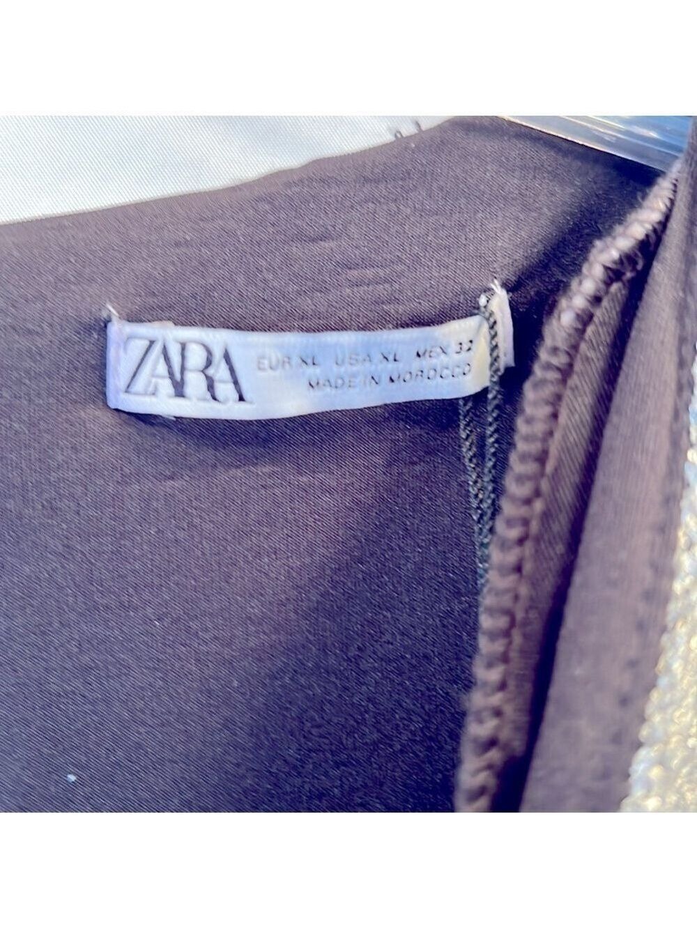 Zara Metallic Dress, NWT, Size L, PTP 22”, Length 36”, zip back, shoulder pads - Picture 5 of 7